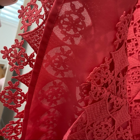 ALYA PEACH CROCHET SHORT SLEEVE MINI DRESS - Picture 6 of 8